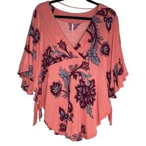 Free People Peach Maui Wowie Paisley Printed Top XS